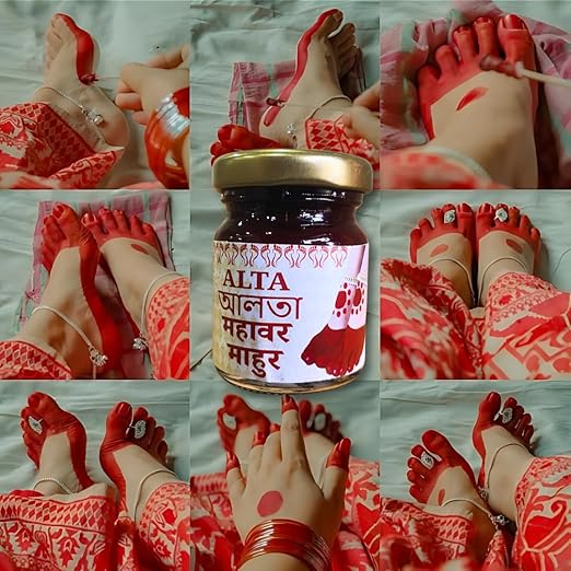 CareOne Gallery Gel Alta (আলতা ) With Brush & 4 Free Sticker Instant Dip Herbal Sindoor Mehendi Dark Cherry Red (100ml)